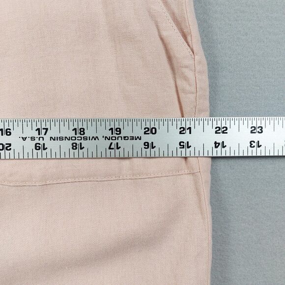 Denim & Co Naturals Pants Womens Sz LP Crop Linen Blend Wide Leg Petites Beach - Picture 6 of 12